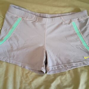 Nike Women's Gray Shorts with Green Accents